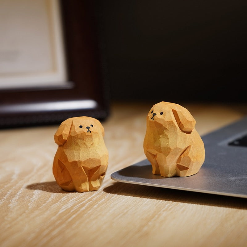 HereThe Handmade Wooden Dog Figurine — Cream & Amber | A Thoughtful Handmade Gift