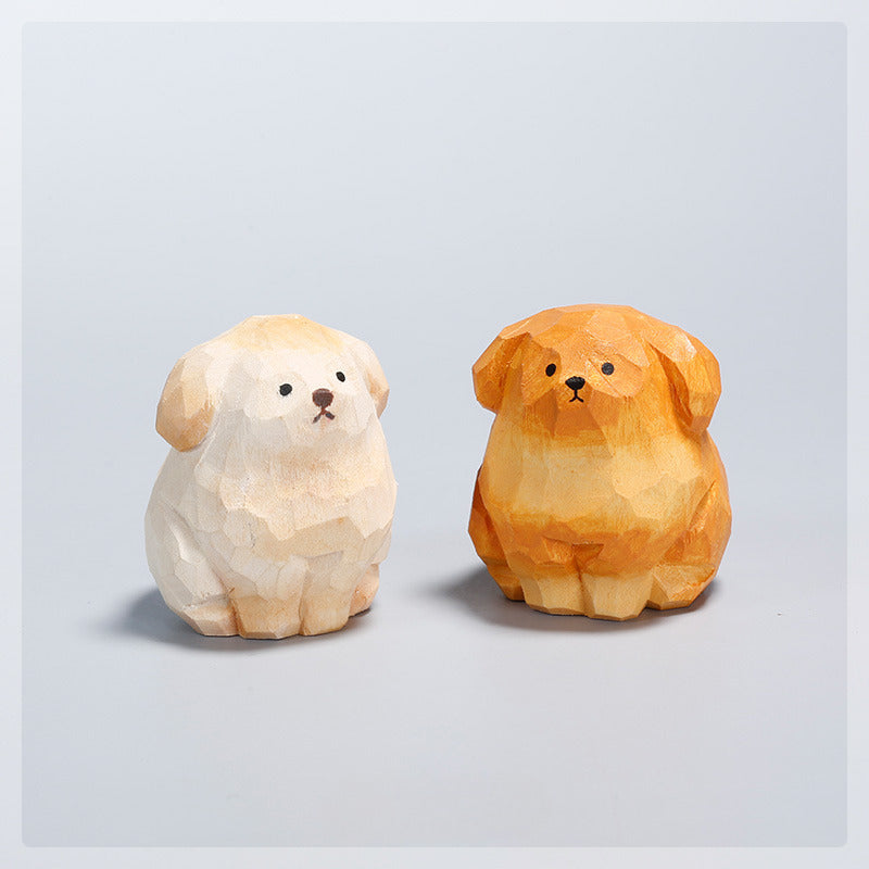 HereThe Handmade Wooden Dog Figurine — Cream & Amber | A Thoughtful Handmade Gift