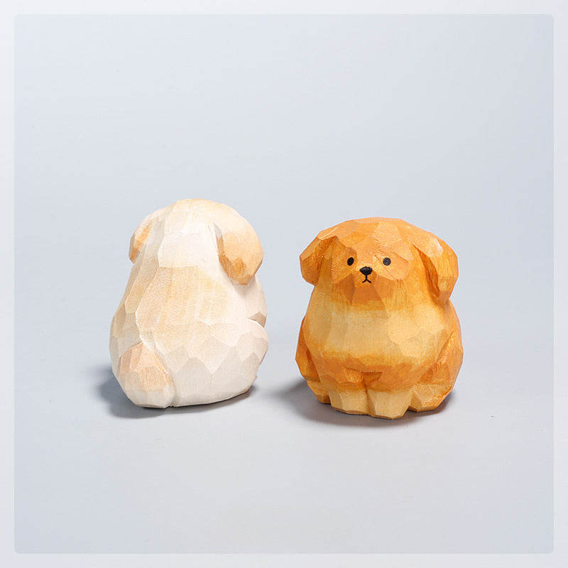 HereThe Handmade Wooden Dog Figurine — Cream & Amber | A Thoughtful Handmade Gift