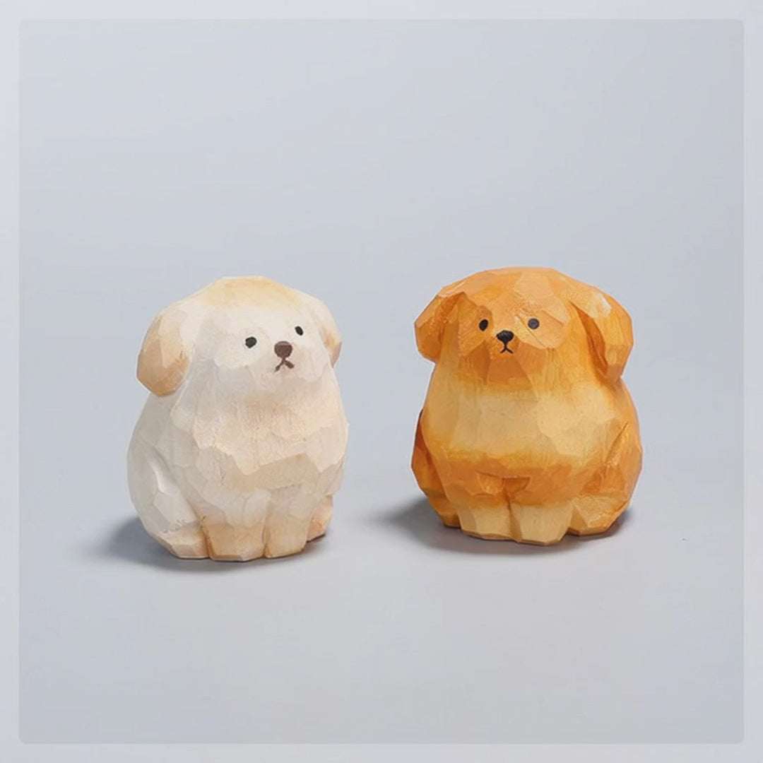 HereThe Handmade Wooden Dog Figurine — Cream & Amber | A Thoughtful Handmade Gift